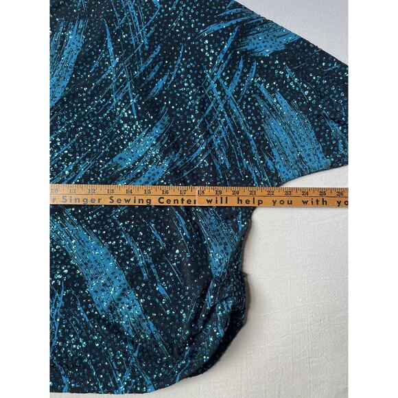 Vintage NUIT I Magnin Women’s Shirt Blouse Blue Sparkle Glitter Made In USA 80’s - Picture 7 of 8
